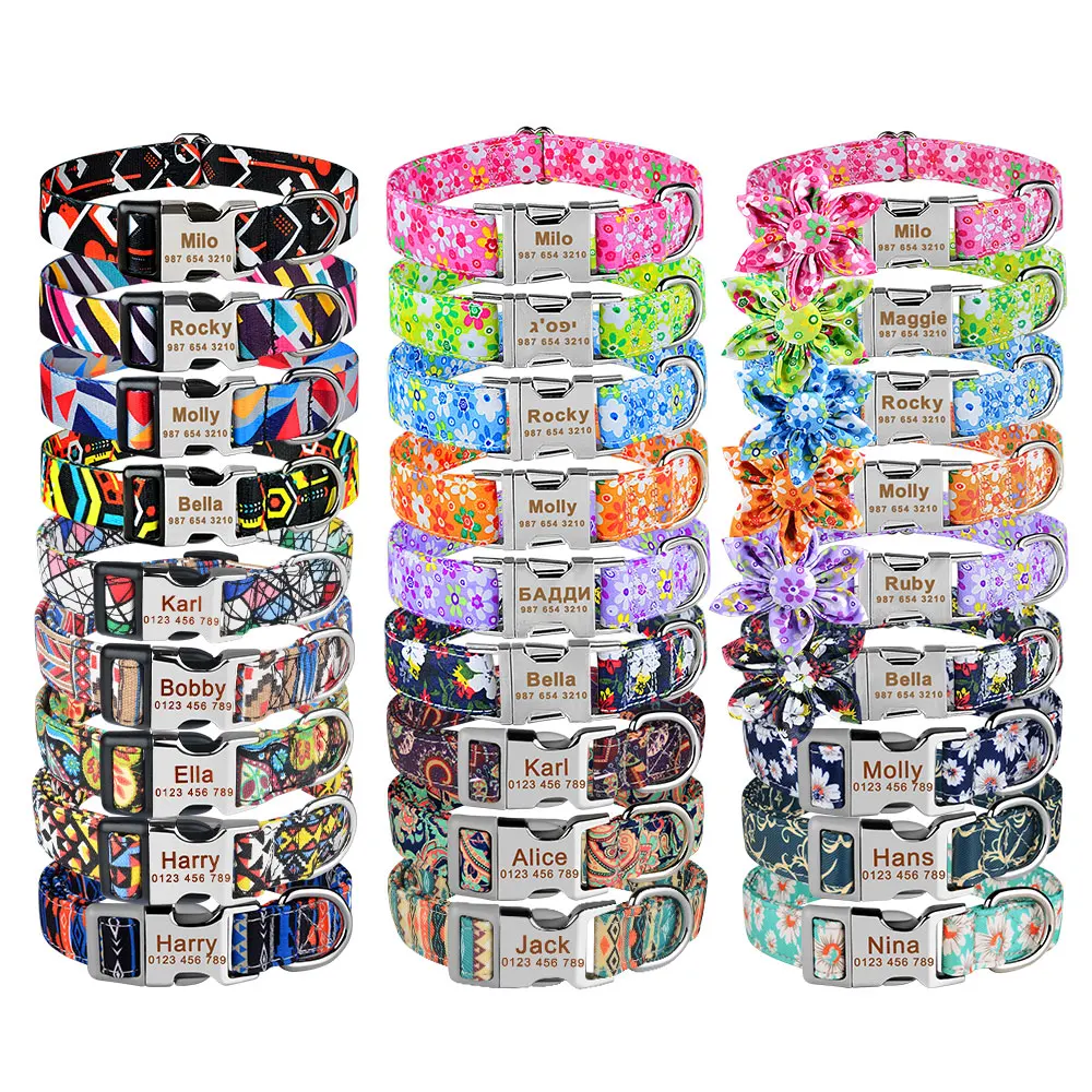 Персонализированный ошейник для собак нейлоновый плед мальчиков и девочек