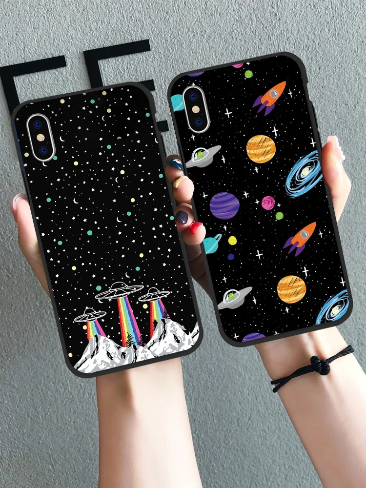 Cute Soft Planet Phone Case For iPhone 6 6s XS MAX XR X 8 Plus Matte Silicone Back Cover Gift Lover |