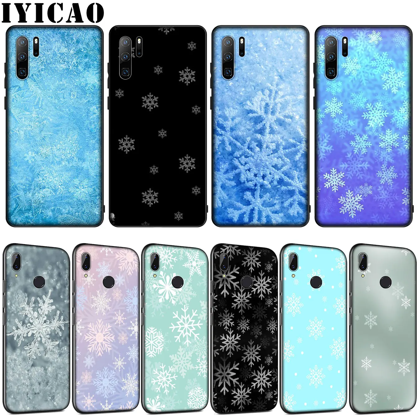 Мягкий силиконовый чехол IYICAO со снежинками для Huawei P30 P20 Pro P10 P9 Lite Mini 2017 2016 P Smart Z Plus