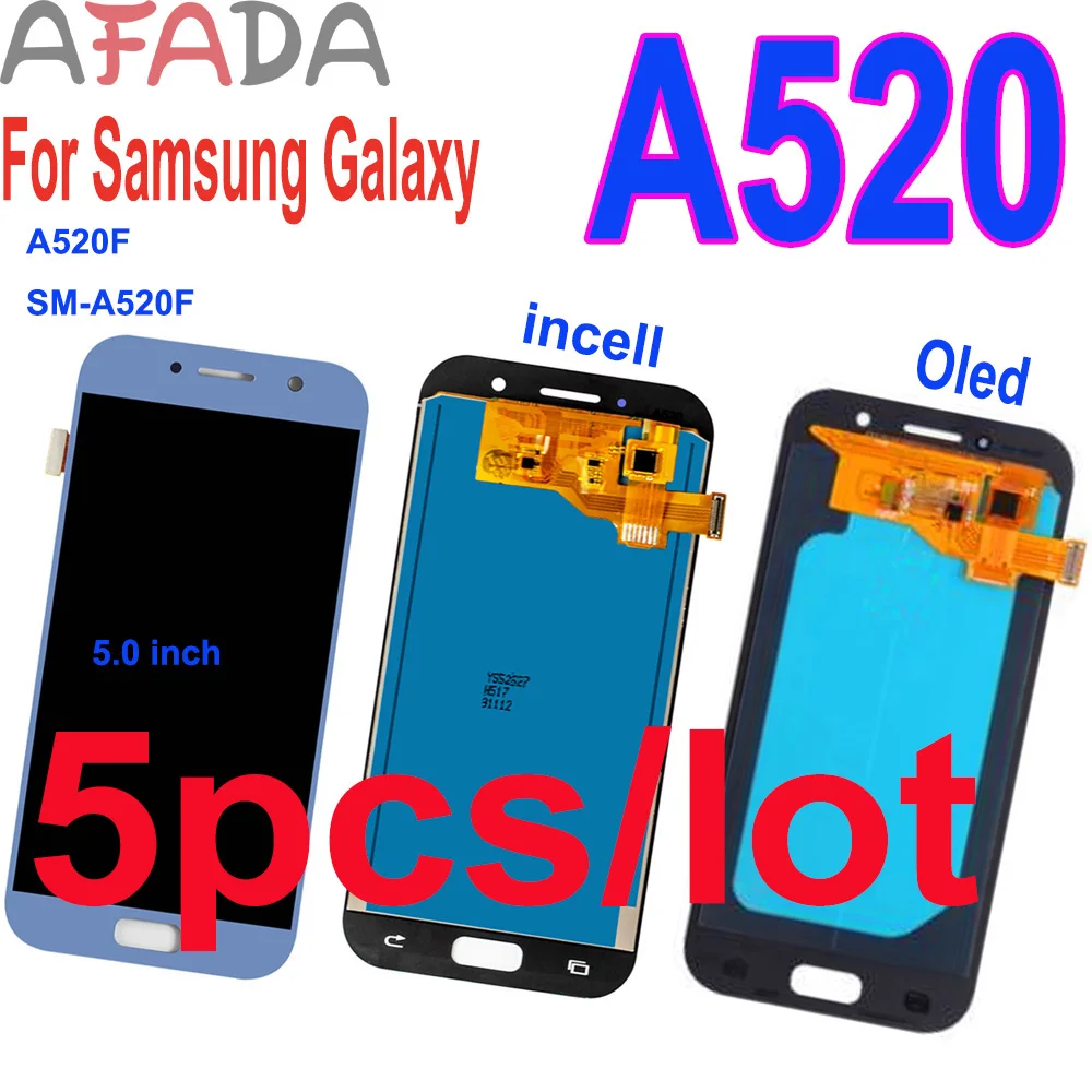 

5 шт./лот 5,0 "AMOLED TFT ЖК-дисплей для Samsung Galaxy A5 2017 ЖК A520 A520F SM-A520F дисплей, сенсорный экран, дигитайзер, для сборки, запасные части