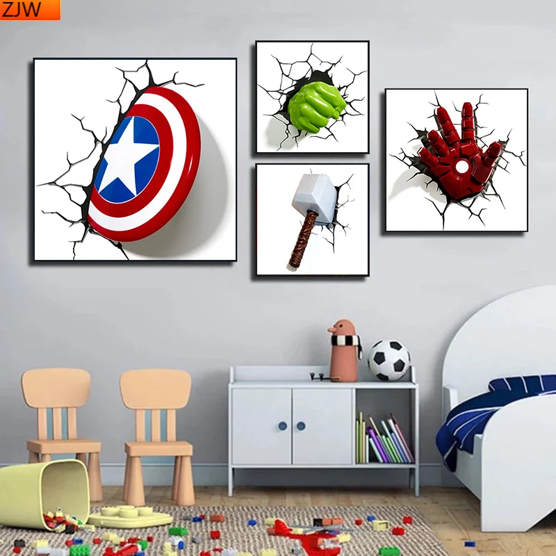Алмазная живопись молот Тора щит капитана Америка мозаика алмазная вышивка
