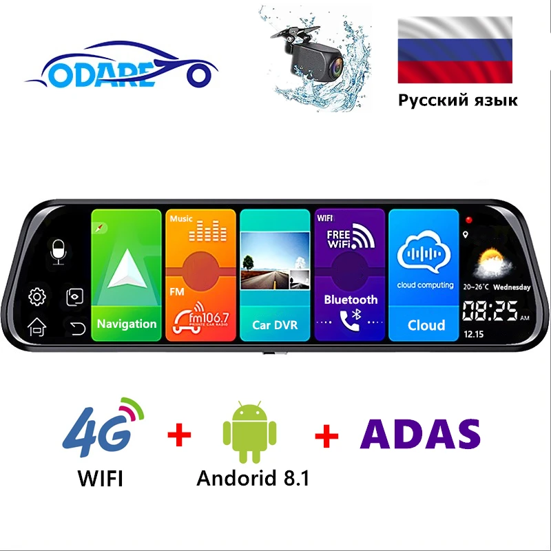 Odare 10 &quotDVR Android 8 1 зеркальный видеорегистратор FHD 1080P камера заднего вида