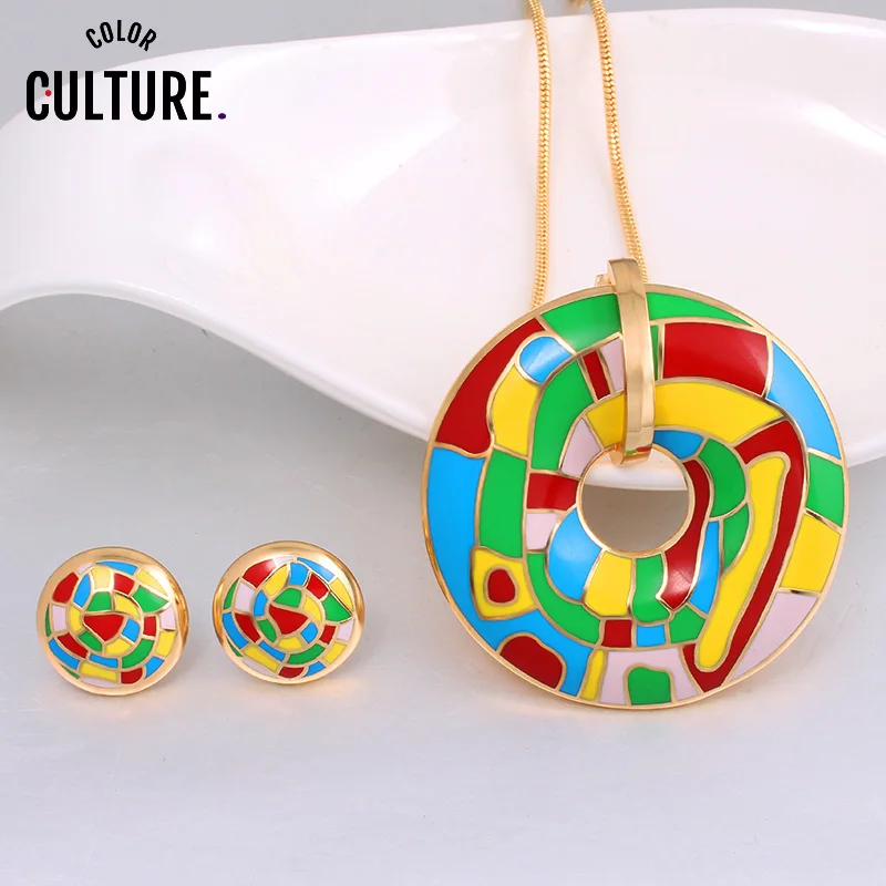 Винтажные Ювелирные наборы цинк для женщин Нежный Фиолетовый Эмаль Круглый