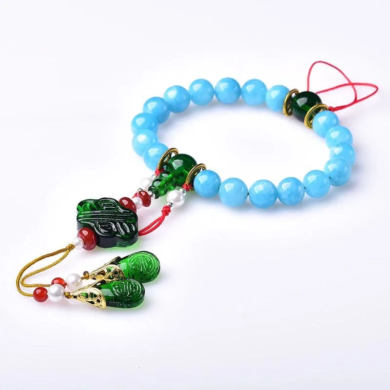 Qing Dynasty Same Style Bracelet of Queen Natural Clear Crystal 18 Eighteen Beads Prayer Women's Accessories Wholesal | Украшения и