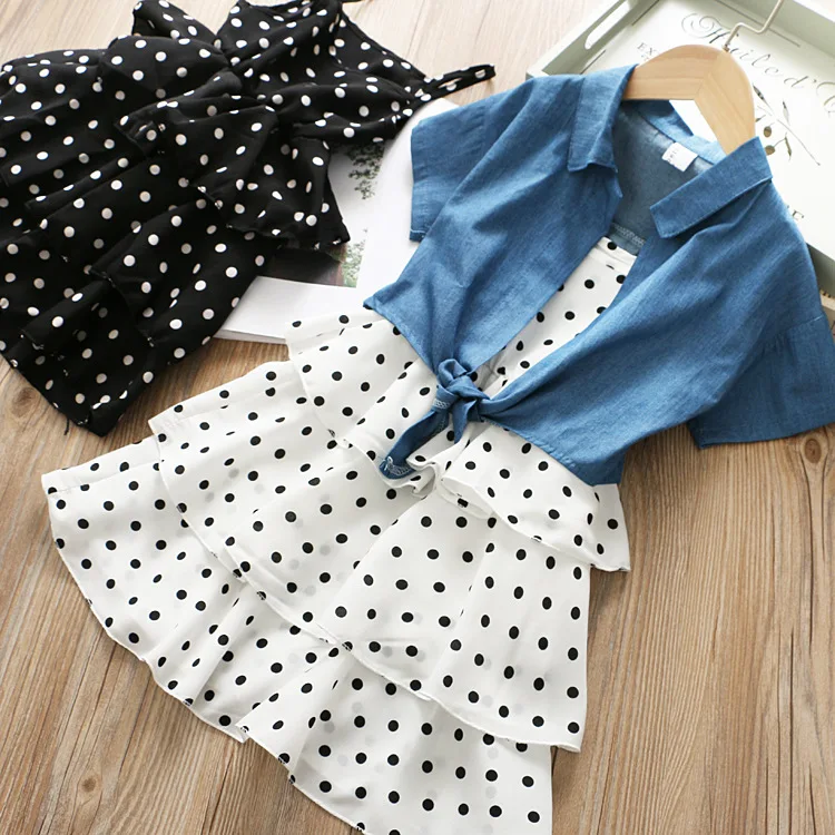 Комплект летней одежды для девочек кардиган с короткими рукавами и платье в