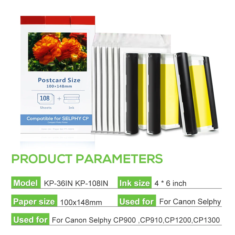 Ленточная кассета ECOWELL для фотопринтера Canon Selphy CP1200 CP1300 CP910 CP900 КП 108 дюймов 36 |