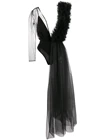 Женский вечерний комплект из фатина, длинное платье на одно плечо с глубоким V-образным вырезом, эластичное платье для выпускного вечера, несколько рядов, 2019