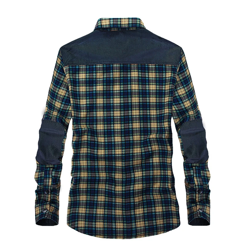 Мужская хлопковая рубашка в клетку повседневная фланелевая Молодежная с