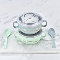 baby bowl stainless steel insulation bowl spoon set children tableware cartoon printed children food bowl bpa free