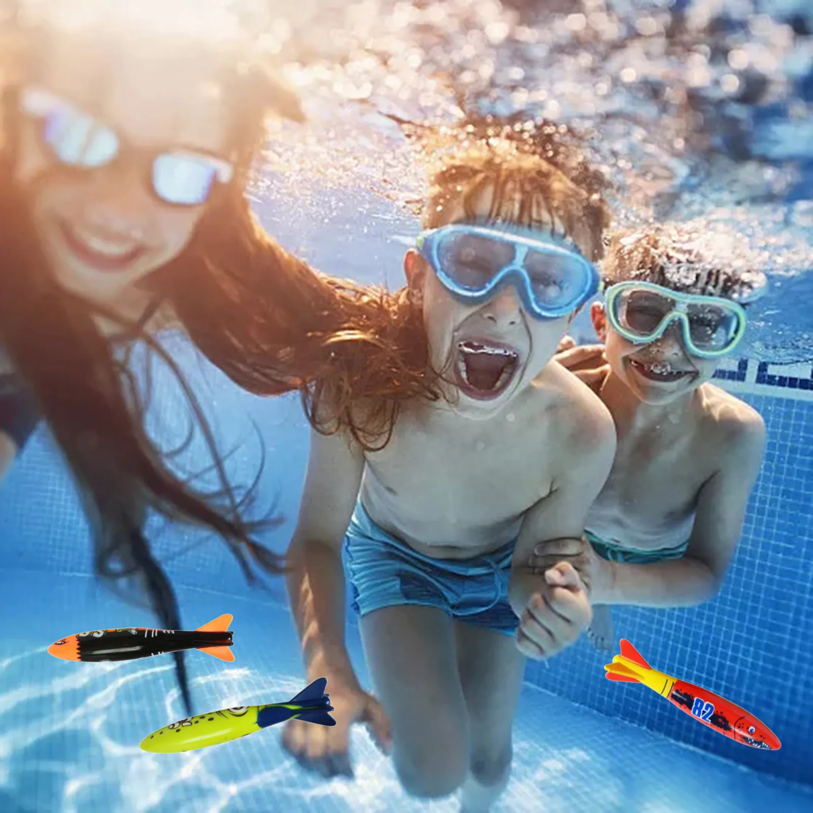 

Diving Game Toys Set Swimming Pool Throwing Toy Dive Swim Rings Circle Underwater Kids Summer Gift Beach Pool Accessories