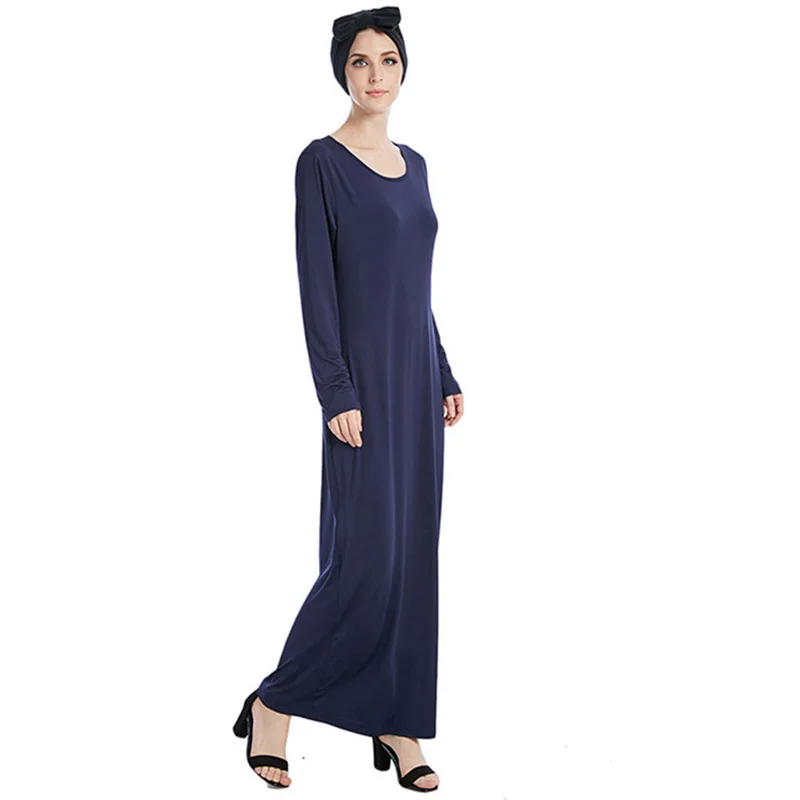 

Muslim Islamic Oman women's bottoming long skirt basic skirt stretch Saudi Southeast Asian robe solid color fashion prayer skirt