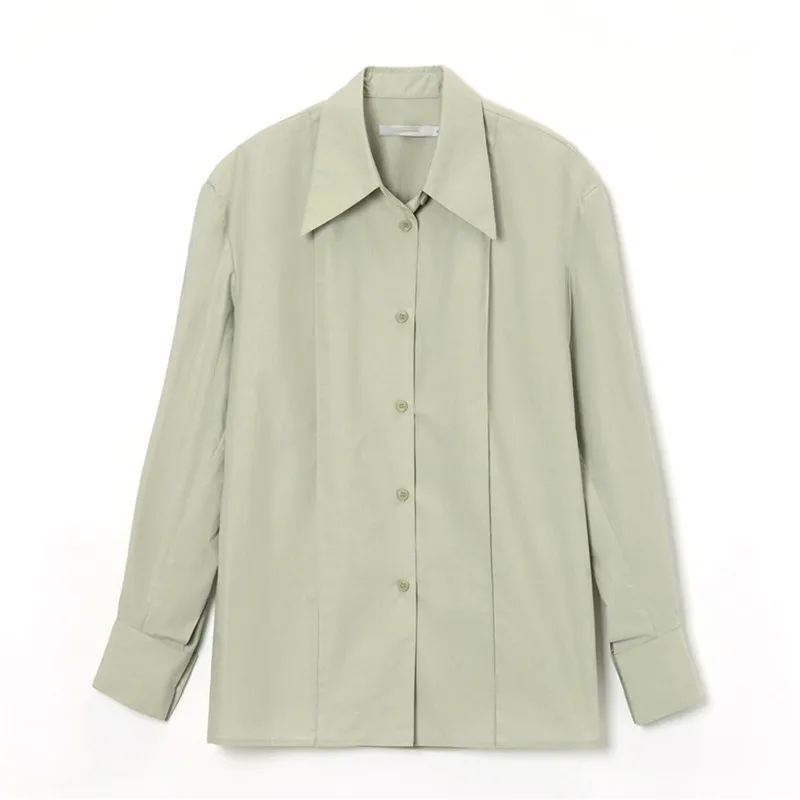 

New Women 2021 Shirt Design Sense Pure Cotton Fashion High-end Loose Long-sleeved Lapel Shirt
