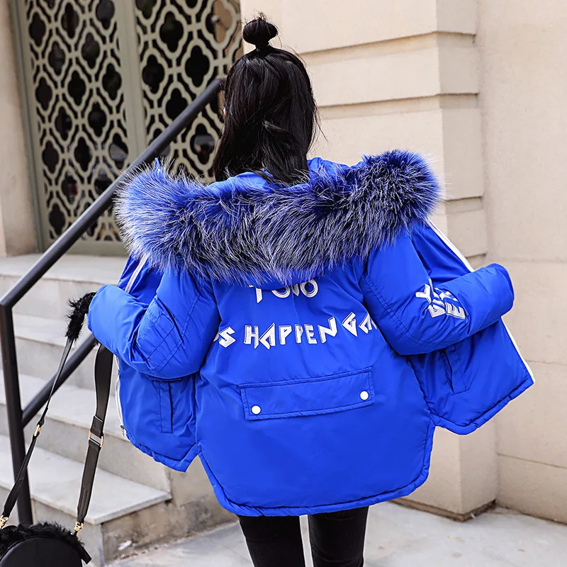 2019 Женское зимнее теплое пальто с капюшоном меховой воротник карамельный цвет