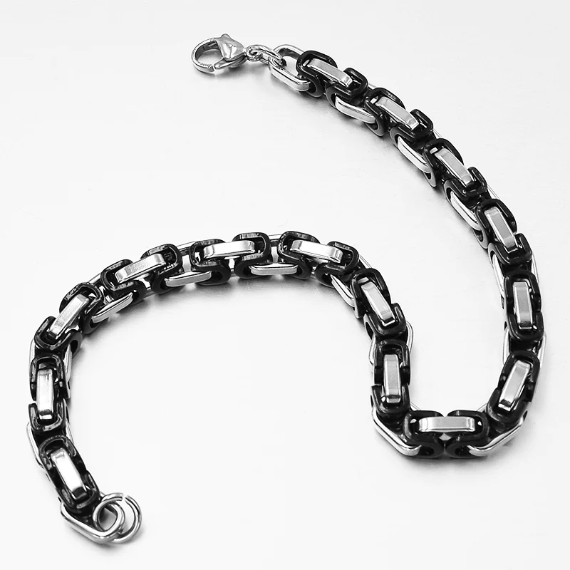 GOKADIMA черный серебряный цвет браслет из нержавеющей стали Византийская цепь