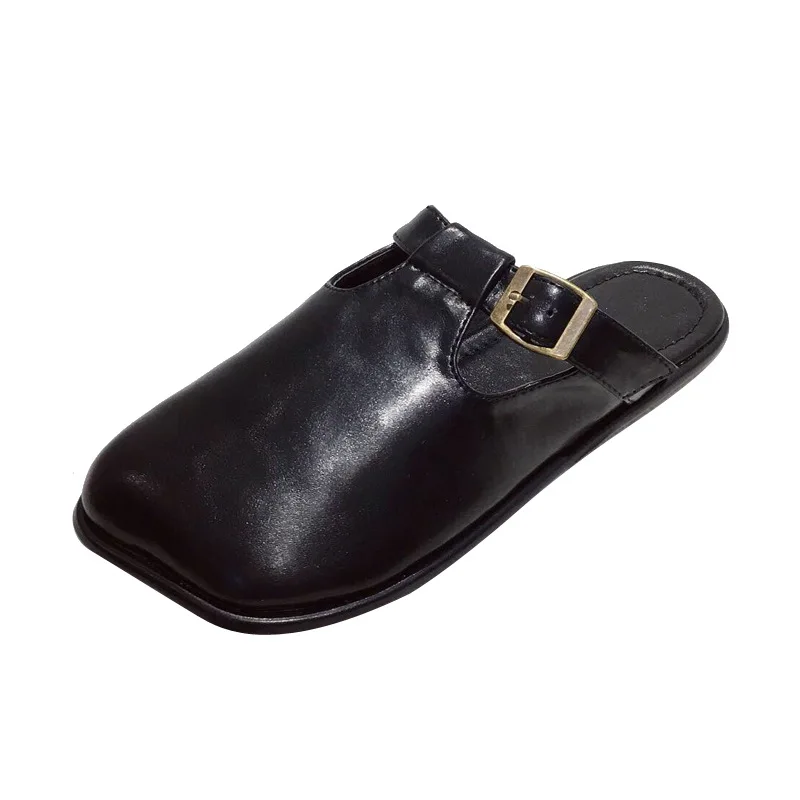 

Shoes Cover Toe Ladies' Slippers Slipers Women Luxury Slides Flat Soft Summer Square 2021 Designer Fabric PU Rome Basic Fashion
