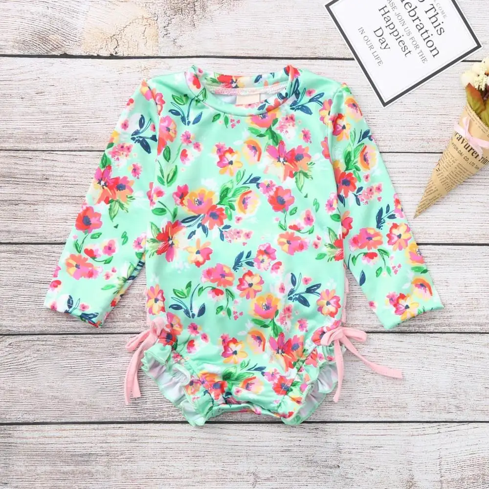 Детский купальник для маленьких девочек Цветочный бикини с принтом детский