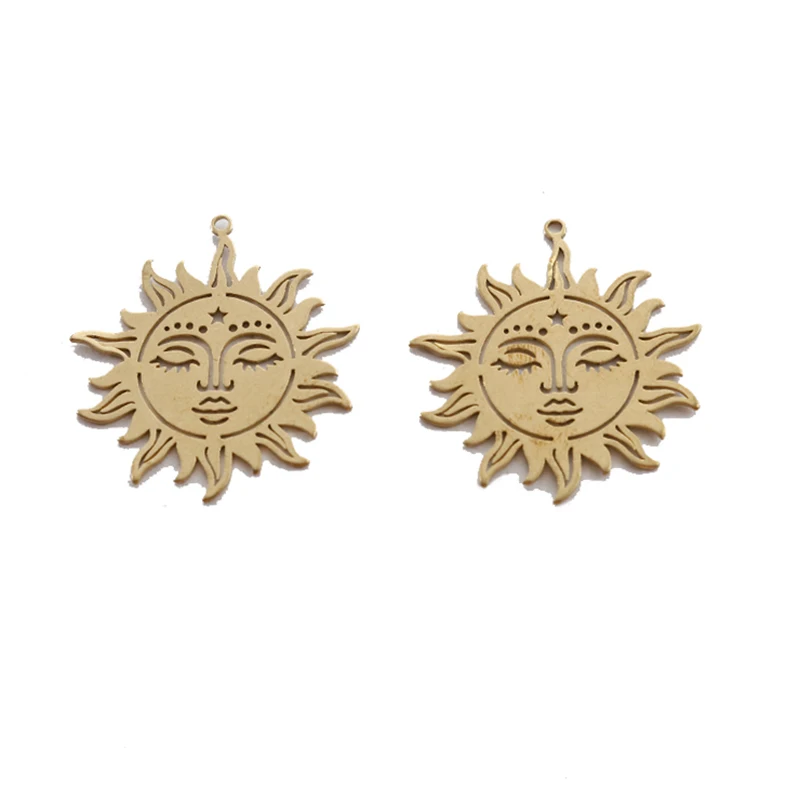 

4pcs Raw Brass 31x34mm Sun Face Charm Pendant Tribal Sun Charms For Jewelry Making Supplies Earring Charms Crafts