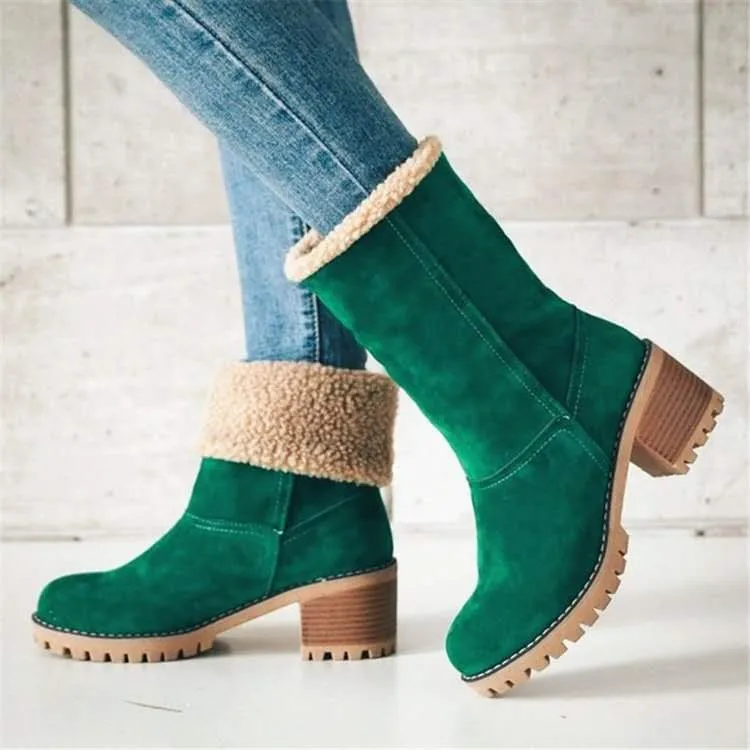 

2020 winter new women's Plush warm thick heel cotton shoes cotton boots snow boots