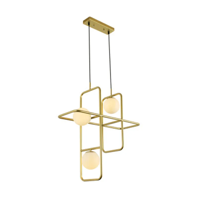 

Nordic Post-modern Living Room Chandelier Simple Modern Restaurant Lamp Light Luxury Shop Creative Ring Gold Shelf Lighting Iron