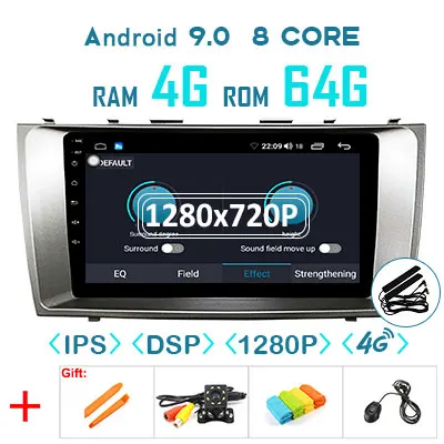 9.0 4G 64G DSP 1280P 4G 64G 1280*720P Android 9,0 Carplay gps для Toyota Camry 7 XV 40 50 радио 2007-2011 навигационный экран рекордер без DVD плеера - Цвет: 9.0 4G 64G DSP 1280P