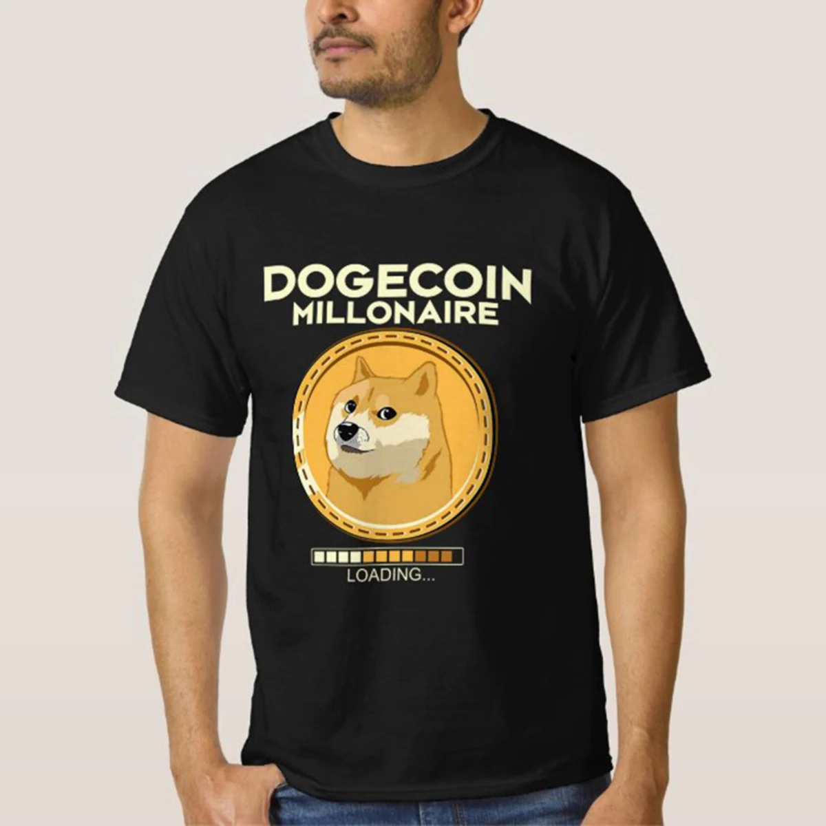 

Dogecoin Millionaire Loading Funny Crypto Cryptocurrency Pullover Hoodie Men's Tee Sleeve Crew T-Shirts Cotton Clothes Top New
