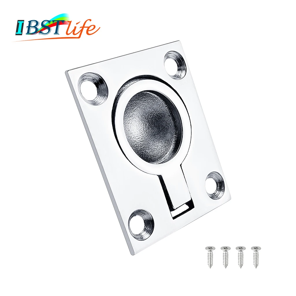 

48*38mm Stainless Steel 316 Boat Deck Hatch Latch Cabinet Flush Mount Ring Pull Lift Handle Marine Hardware Accessories