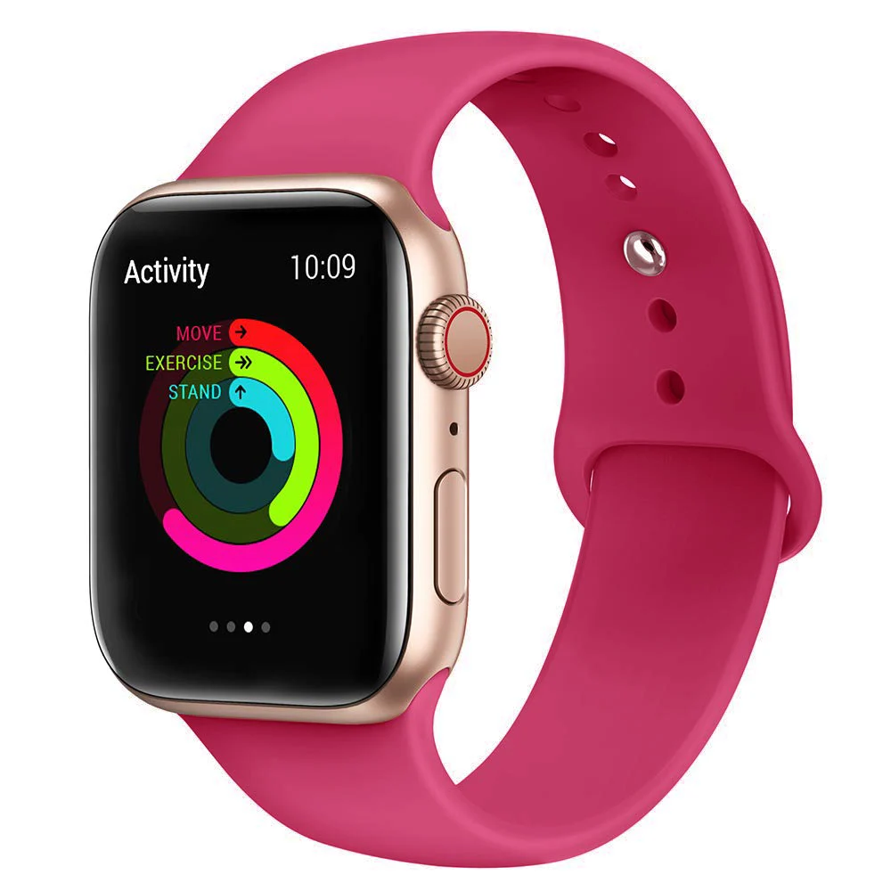 Pomegranate Силиконовый ремешок для наручных часов Apple Watch, 42 мм, 38 мм, Версия 44 мм 40 мм резиновый браслет Ремешки черный ремешок наручных часов Iwatch серии 5/4/3/2/1 браслет - Цвет ремешка: Pomegranate
