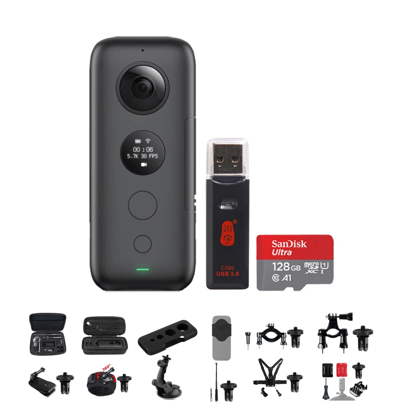 Insta360 ONE X 5,7 K VR 360 панорамная экшн-камера для iPhone и Android Insta 360 зарядное устройство для батареи Чехол для селфи - Цвет: Bundle 2