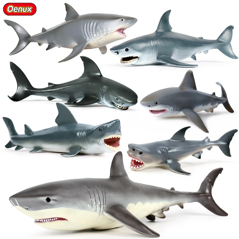 

Oenux Hot Sale Sea Life Savage Great White Shark Whale Action Figures Ocean Life Animals Soft PVC Model Educational Kids Toy