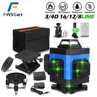 fasget 81216 lines green light 3d 4d auto self leveling laser levels 360 horizontal adjustment super powerful green laser tool