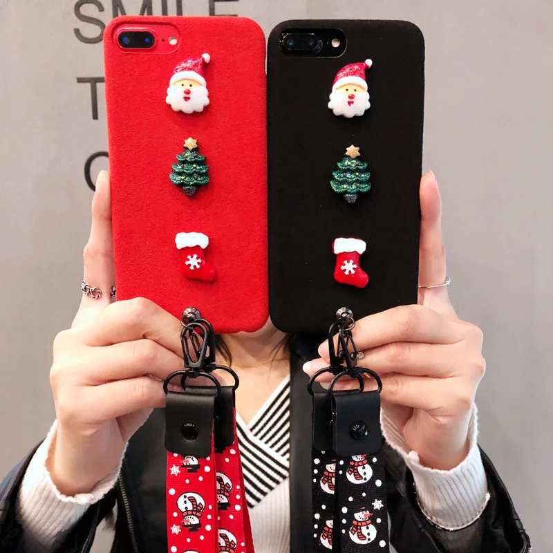 Чехол-держатель для телефона пары iPhone X фланелетт Рождественский Мягкий ТПУ