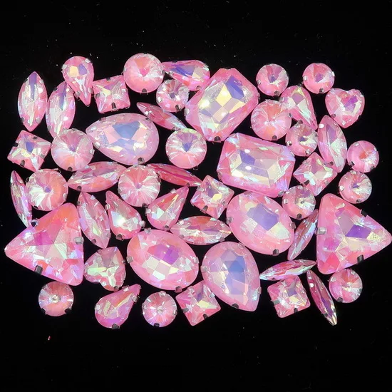 A46 Pink AB 50 шт./пакет формы микс серебро коготь Установка ясный и желейные конфеты стеклянные стразы цвета Кристалл пришить стразы торжественное платье туфель и сумки diy кружевной отделкой - Цвет: A46 Pink AB