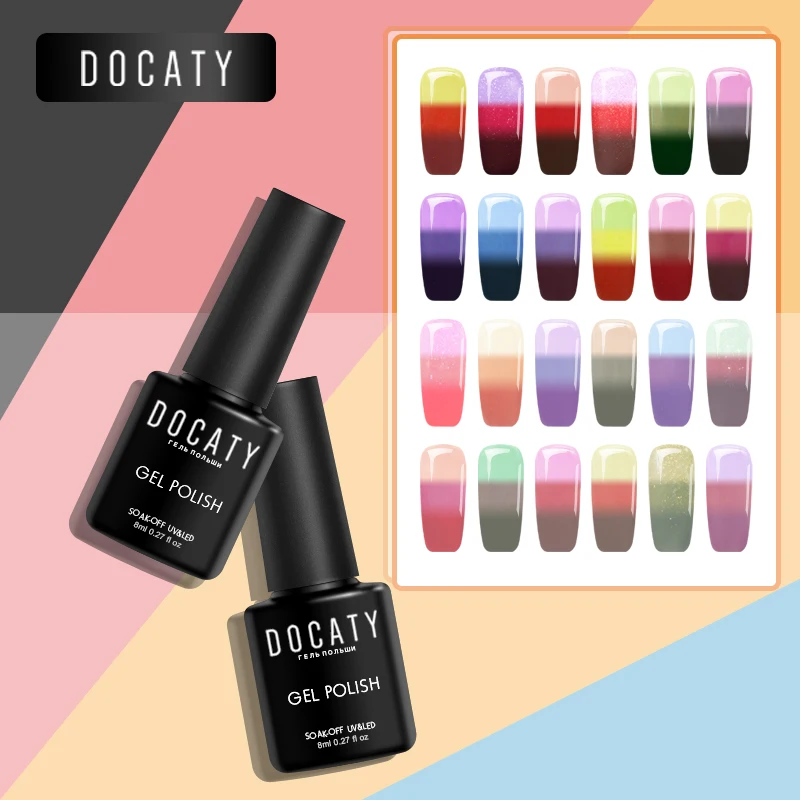 Docaty температура настроения меняющий Цвет гель для ногтей УФ лампа Перманентный эмалевый лак для гель лак для ногтей украшения для ногтей