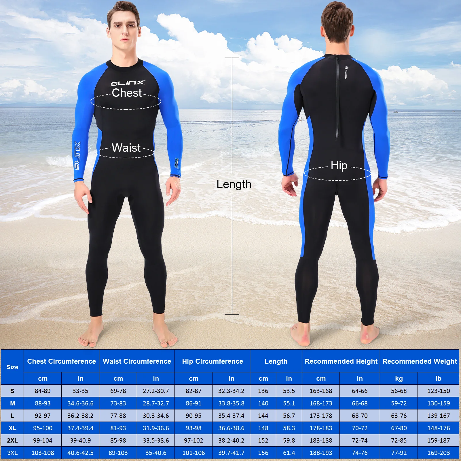 

Men Full Body Wetsuit Lycra Long Sleeves Diving Suit Summer Swimming Scuba Snorkeling Surfing Swimsuit Water Sports Equipment
