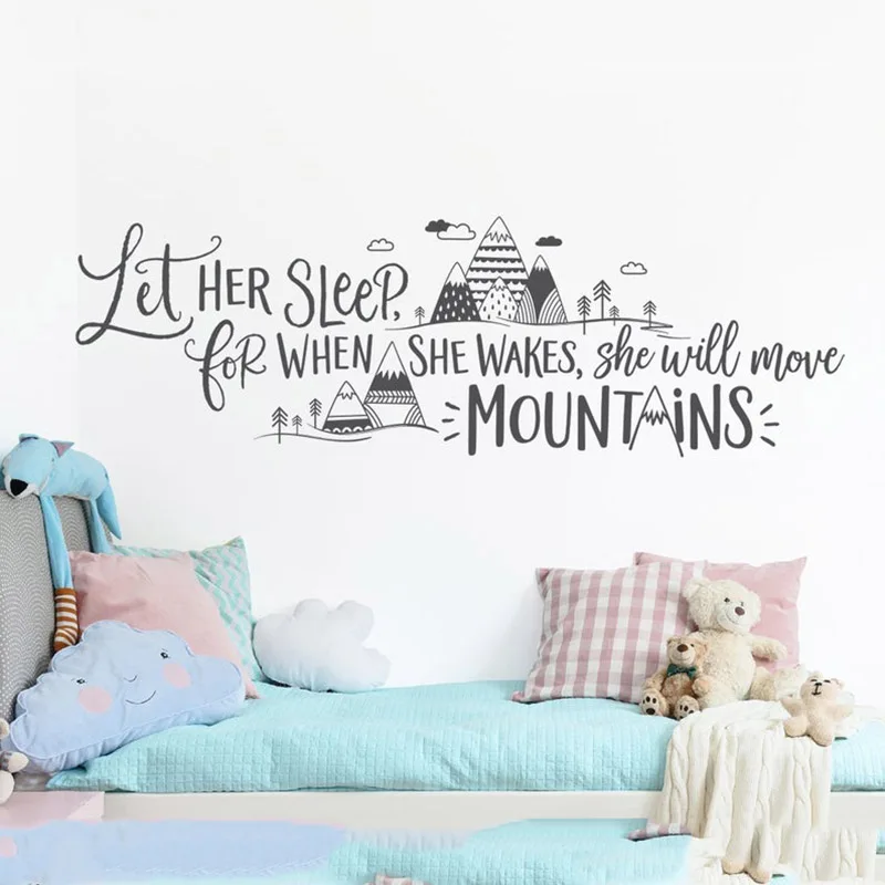 Наклейка на стену декор для детской комнаты цитата наклейка с видом гор позволит