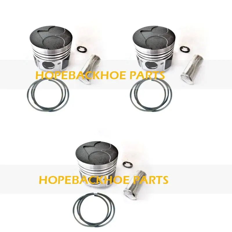 

3 Sets STD Piston Set (Pin & Clip) With Rings for Kubota D905 Engine 16224-21110