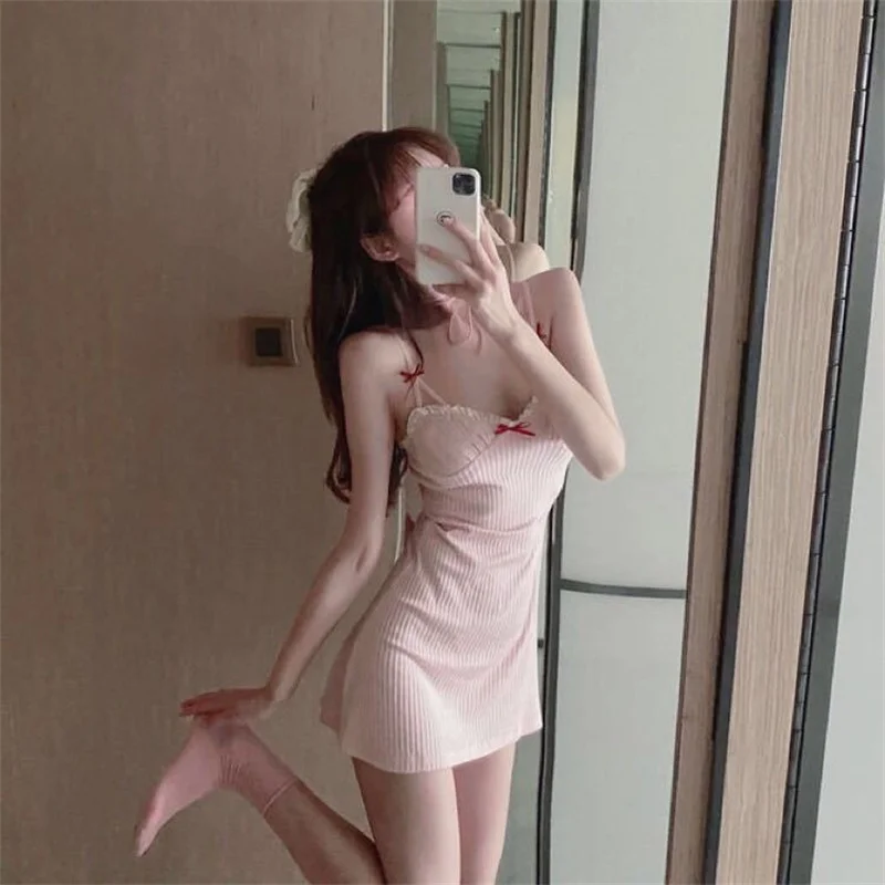 

2021 summer new bottomed skirt Maid Dress night sweet sexy Pajama skirt Strapless small suspender dress
