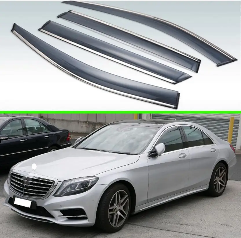 4 шт. пластиковый Наружный козырек для Mercedes Benz S Class W222 2014 2019|Хромирование| |