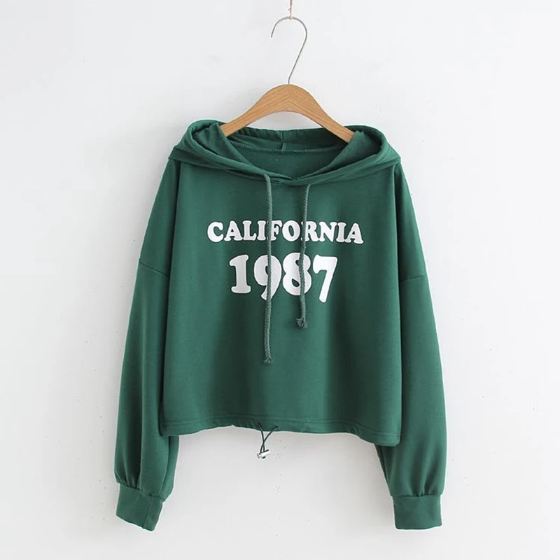 

Karajuku BF Women Crop Top California 1987 Fashion Streewear Many Colors Drop Ship Hoodies Sweatshirts Pullovers 2021 New