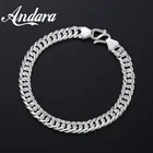 Классический женский серебряный браслет 6 мм 20 см, плетёный браслет-цепочка для мужских ювелирных изделий, подарки