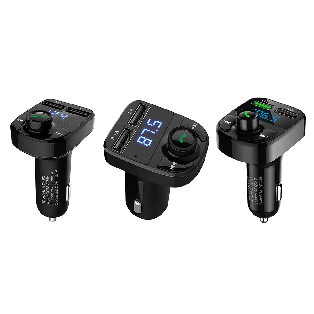 

VODOOL HY82 Car FM Transmitter with USB Fast Phone Charger Handsfree MP3 Player Dual Car Wireless FM Radio Adapter