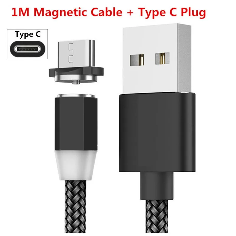 For Type C Black Магнитный USB кабель type C Micro USB кабель для быстрой зарядки для huawei Y3 Y6 Y5 II A7 J2 PRO Grand prime pro G530 - Цвет: For Type C Black