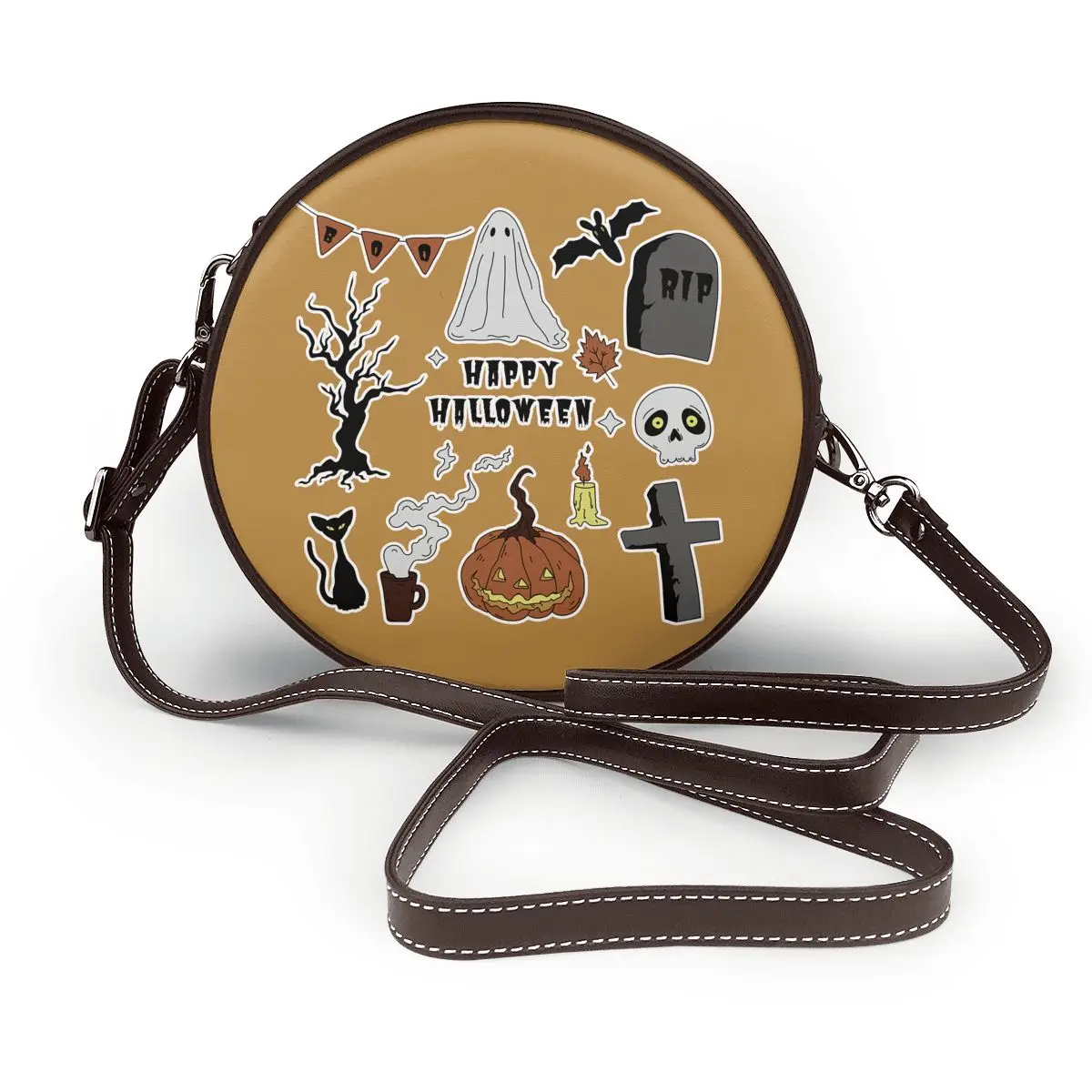 

Сумка на плечо для вечевечерние НКИ Хэллоуин, женская модная круглая сумка с тыквой, забавный кожаный офисный кошелек