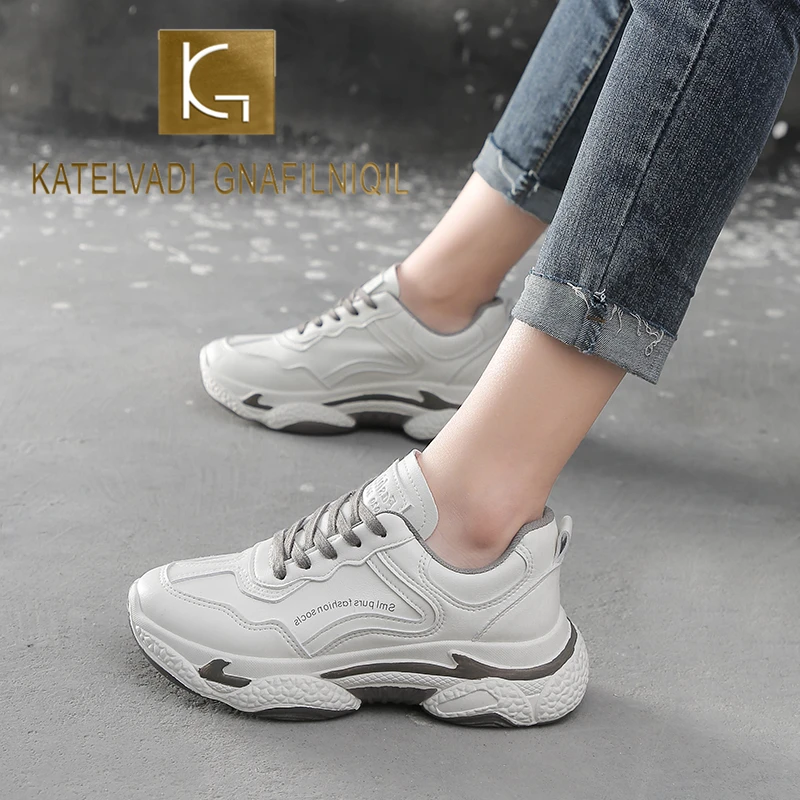 KATELVADI/женские летние кроссовки на толстой подошве Модные женские шнуровке Basket Femme