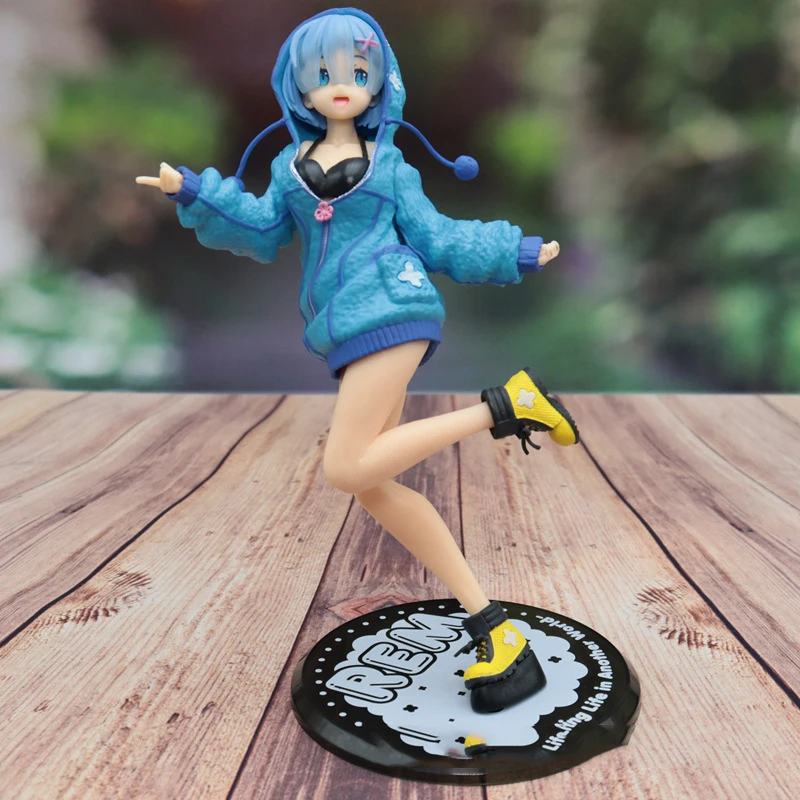 

Anime Character Hoodie Rem Beautiful Girl Character Model Statue Cute Girl Action Character Home Desktop Decoration Toy Doll