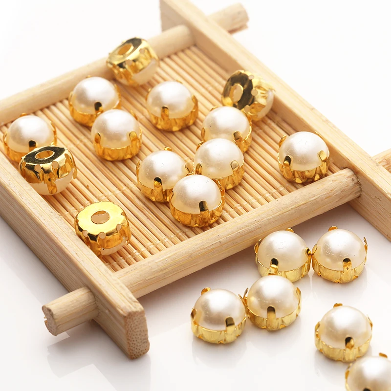 RESEN 10 мм 50 шт Пришивные жемчужины с плоской задней поверхностью