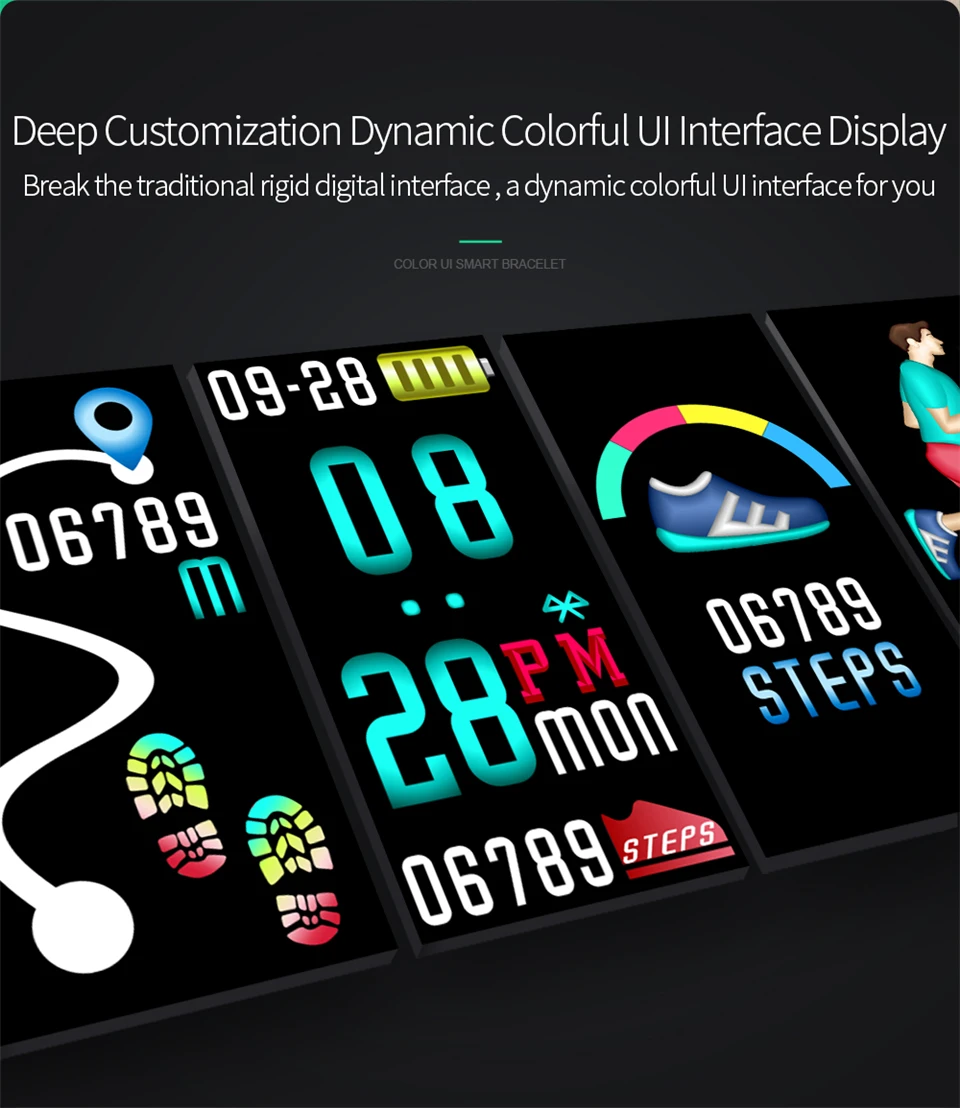 B30 Bluetooth спортивные 3D UI Смарт-часы для женщин и мужчин пульсометр Монитор артериального давления Браслет Водонепроницаемый фитнес-трекер группа