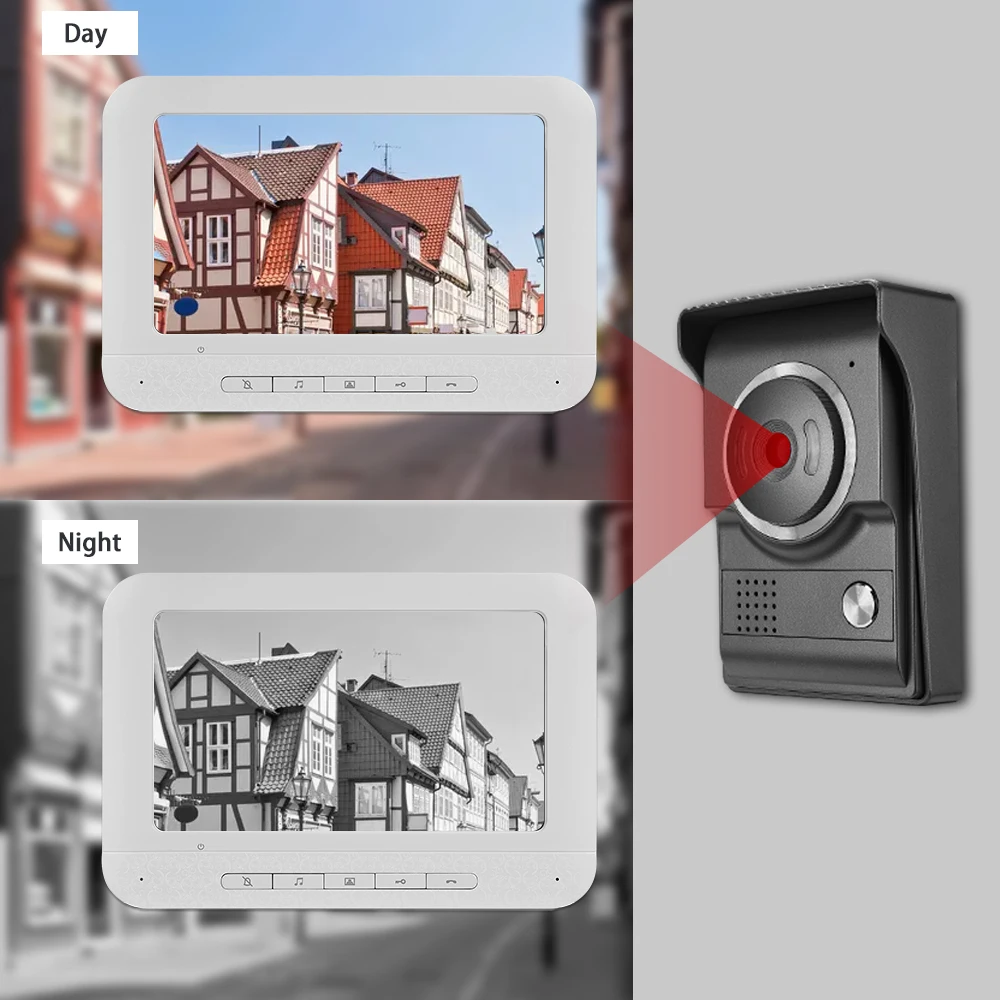 7 дюймов видео домофон Системы дверной звонок с Камера и монитор Ночное видение