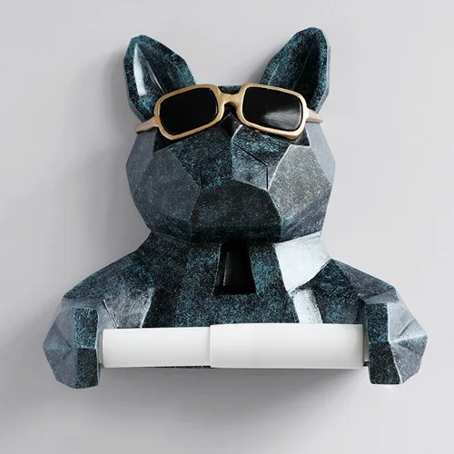 Texture Blue Dog Скандинавский череп животное скульптура подвеска тканевая поддержка для ванной стены украшение дома пленка коробка поддержка настенная бумага держатель для полотенец - Цвет: Texture Blue Dog