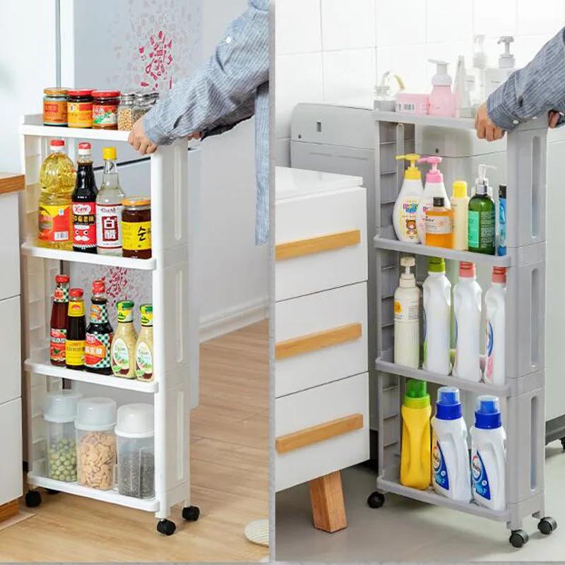 Полка для хранения вещей на кухне полка холодильника 2/3/4 слоя съемная с колесами